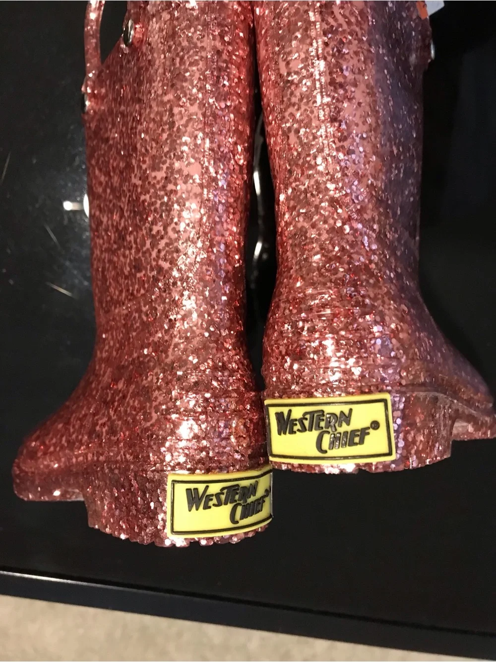 NWOT-Western Chief Pink Glitter Kids Rain Boot with Pull Handles
